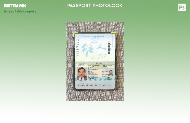 Модерен стил на Јамајка за пасош присутен шаблон за фото изглед